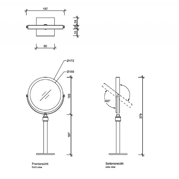 Decor Walther Round Cosmetic Mirror With 5x Magnification & Adjustable Height 4 Decor Walther Round Cosmetic Mirror With 5x Magnification & Adjustable Height - Image 2