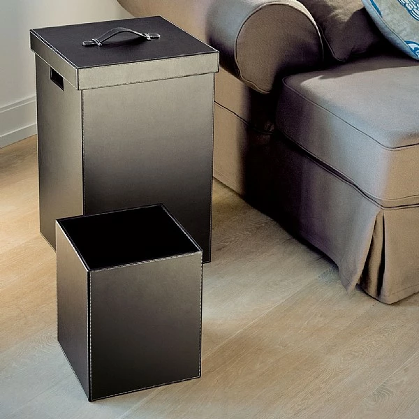 Decor Walther Square Leather Paper Bin 4 Decor Walther Square Leather Paper Bin - Image 2