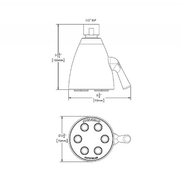 C.P. Hart Waterloo Six Prong American Shower Head 4 C.P. Hart Waterloo Six Prong American Shower Head - Image 2