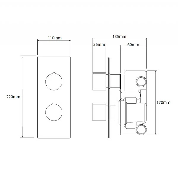 C.P. Hart Pacific Two Outlet Dual Control Thermostatic Shower Valve With Diverter 4 C.P. Hart Pacific Two Outlet Dual Control Thermostatic Shower Valve With Diverter - Image 2