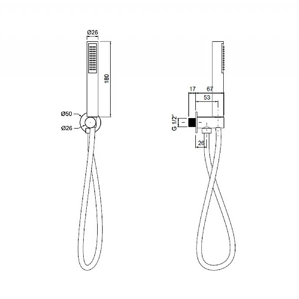 C.P. Hart Pacific Baton Handshower Kit With Wall Bracket Outlet 4 C.P. Hart Pacific Baton Handshower Kit With Wall Bracket Outlet - Image 2