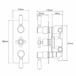C.P. Hart Waterloo Triple Control Shower Valve & Diverter (2 Outlets) 5 C.P. Hart Waterloo Triple Control Shower Valve & Diverter (2 Outlets) -UK Bathroom Products Sales Store GDTTC2SVCP 4