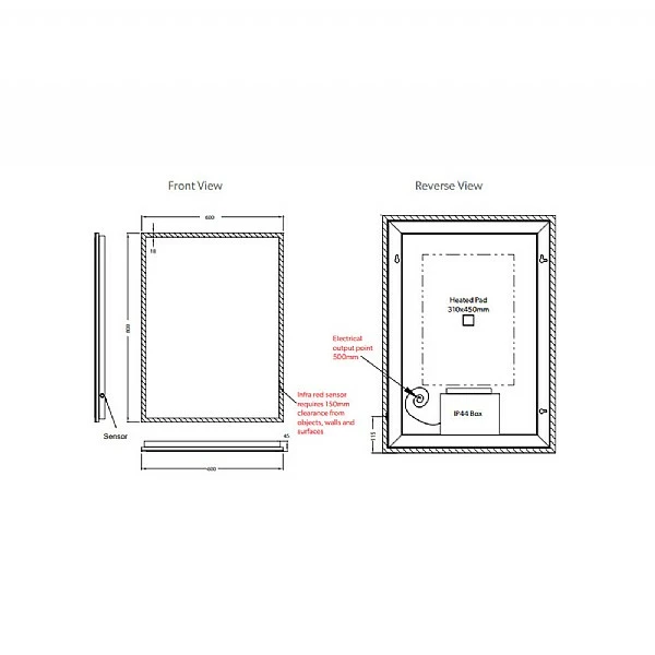 C.P. Hart Glow LED Demisting Mirror 800x600mm 7 C.P. Hart Glow LED Demisting Mirror 800x600mm - Image 5