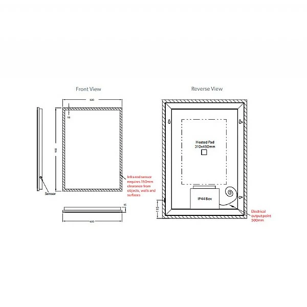 C.P. Hart Glow LED Demisting Mirror 900x600mm 7 C.P. Hart Glow LED Demisting Mirror 900x600mm - Image 5
