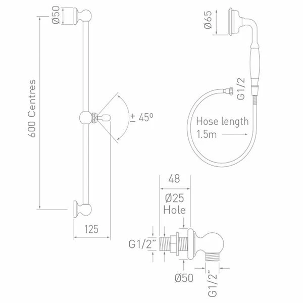 C.P. Hart Arc Wall-Mounted Flexible Shower Kit 4 C.P. Hart Arc Wall-Mounted Flexible Shower Kit - Image 2