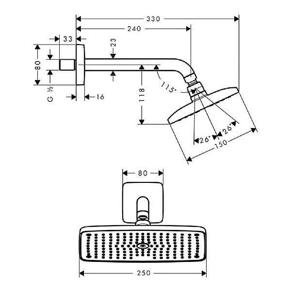 Hansgrohe Raindance E Overhead Shower & Arm 240mm 4 Hansgrohe Raindance E Overhead Shower & Arm 240mm - Image 2