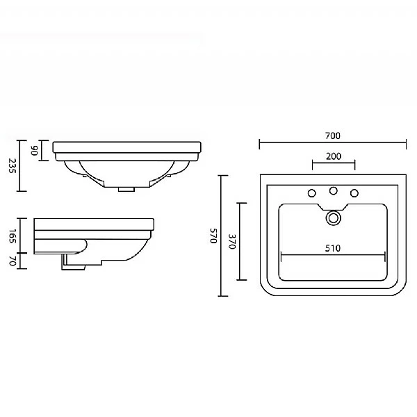 C.P. Hart London Furniture Washbasin 700mm 6 C.P. Hart London Furniture Washbasin 700mm - Image 4