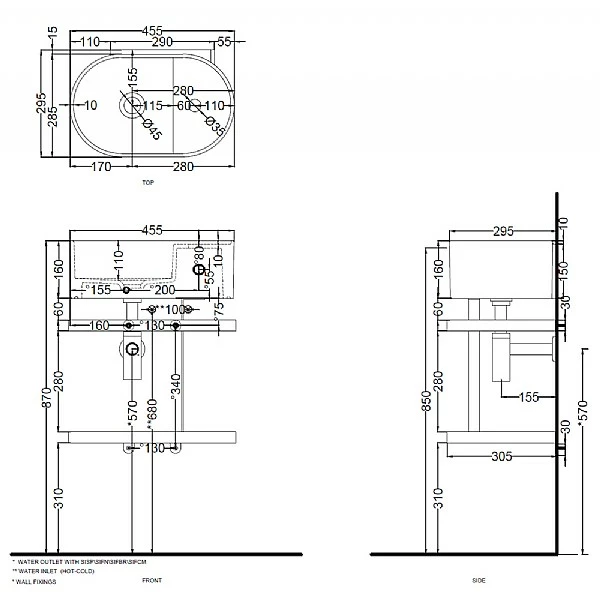 Cielo Les Petites Oval Washbasin 460mm With Framework And Metal Mesh 4 Cielo Les Petites Oval Washbasin 460mm With Framework And Metal Mesh - Image 2