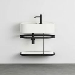 Cielo Les Petites Oval Washbasin 600mm With Framework And Ceramic Shelf