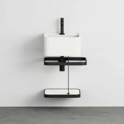 Cielo Les Petites Square Washbasin 350mm With Framework And Ceramic Shelf