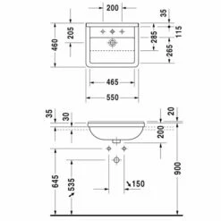 Duravit Starck 3 Semi-Inset Basin 550mm 5 Duravit Starck 3 Semi-Inset Basin 550mm -UK Bathroom Products Sales Store ST3310551WW 4