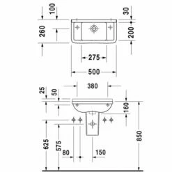 Duravit Starck 3 Handbasin 500mm 7 Duravit Starck 3 Handbasin 500mm -UK Bathroom Products Sales Store ST375151LWW 4