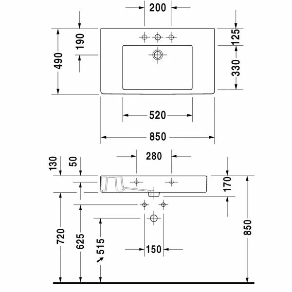 Duravit Vero Washbasin With Double Ledge 4 Duravit Vero Washbasin With Double Ledge - Image 2