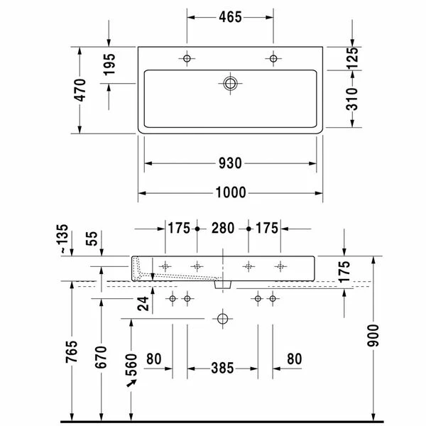 Duravit Vero Washbasin 1000mm 5 Duravit Vero Washbasin 1000mm - Image 3
