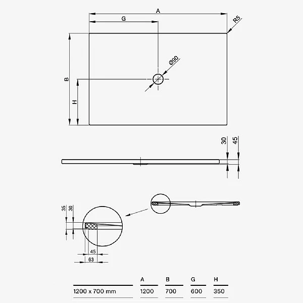 BetteFloor 1200x700x30mm Steel Shower Tray (415) Cashmere Matt 5 BetteFloor 1200x700x30mm Steel Shower Tray (415) Cashmere Matt - Image 3
