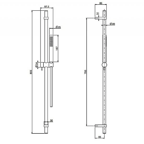C.P. Hart Spillo Slide Rail Kit With Baton Handshower & Shower Hose 4 C.P. Hart Spillo Slide Rail Kit With Baton Handshower & Shower Hose - Image 2