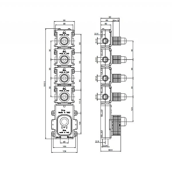 C.P. Hart Spillo Steel Four Way Thermostatic Shower Valve 4 C.P. Hart Spillo Steel Four Way Thermostatic Shower Valve - Image 2