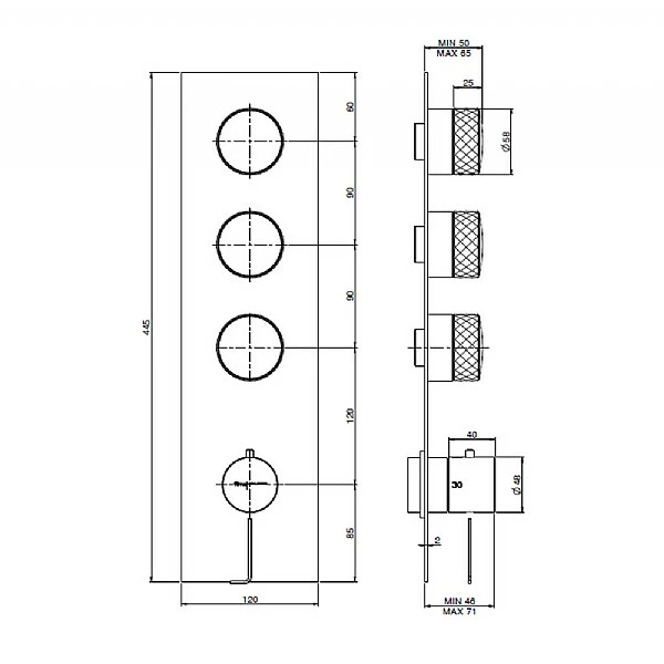 C.P. Hart Spillo Tech X Three Way Thermostatic Shower Valve 4 C.P. Hart Spillo Tech X Three Way Thermostatic Shower Valve - Image 2