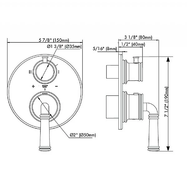 Franz Viegener Classic Concealed Thermostatic Valve With Two Way Diverter 4 Franz Viegener Classic Concealed Thermostatic Valve With Two Way Diverter - Image 2