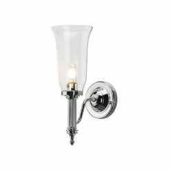 C.P. Hart Belvoir LED Wall Light IP44 Clear Shade Polished Chrome
