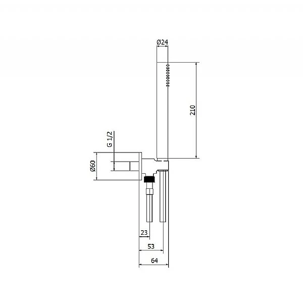 P1 Baton Handshower Kit With Wall Outlet Bracket And Hose 4 P1 Baton Handshower Kit With Wall Outlet Bracket And Hose - Image 2