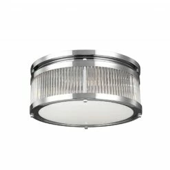 C.P. Hart Eltham LED Large Ceiling Light IP44 Clear Glass Rods Frosted Diffuser Polished Chrome