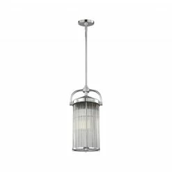 C.P. Hart Eltham LED Pendant IP44 Clear Glass Rods Frosted Diffuser Polished Chrome