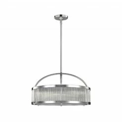 C.P. Hart Eltham LED Pendant Light IP44 Clear & Frosted Diffuser Polished Chrome