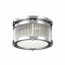 C.P. Hart Eltham LED Small Ceiling Light IP44 Clear Glass Rods Frosted Diffuser Polished Chrome