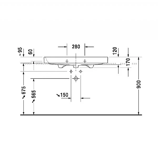 Duravit Happy D.2 Ground Furniture Basin 1000mm 4 Duravit Happy D.2 Ground Furniture Basin 1000mm - Image 2