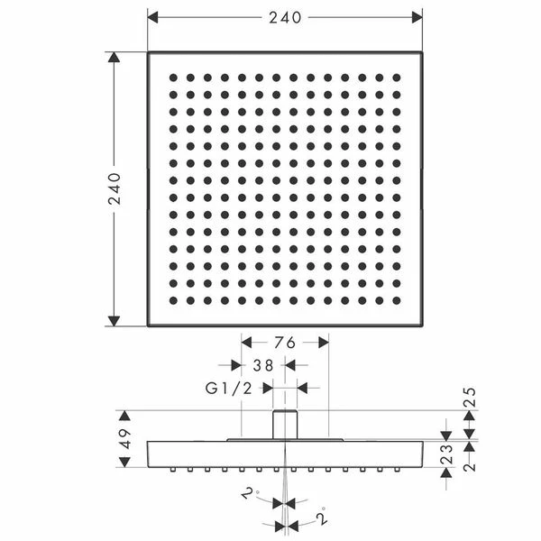 AXOR ShowerSolutions Ceilng Square Shower Head 240mm 1jet 4 AXOR ShowerSolutions Ceilng Square Shower Head 240mm 1jet - Image 2