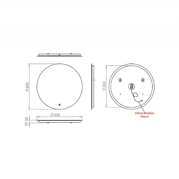 C.P. Hart Broadwick LED Demisting Mirror 600mm 6 C.P. Hart Broadwick LED Demisting Mirror 600mm - Image 4