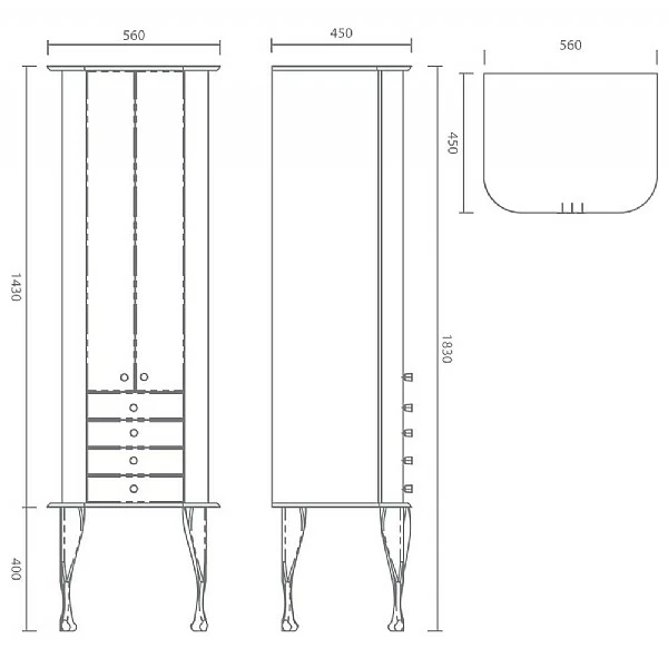 C.P. Hart Hoxton Satin Walnut Tall Unit 560mm 4 C.P. Hart Hoxton Satin Walnut Tall Unit 560mm - Image 2