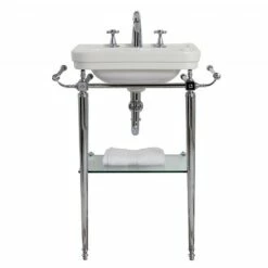 C.P. Hart London Basin Stand With Rails & Glass Shelf For 515mm Handbasin