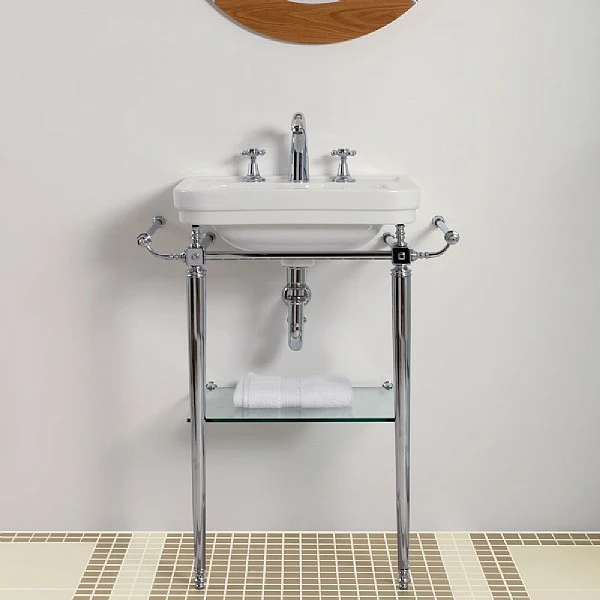 C.P. Hart London Basin Stand With Rails & Glass Shelf For 515mm Handbasin 4 C.P. Hart London Basin Stand With Rails & Glass Shelf For 515mm Handbasin - Image 2