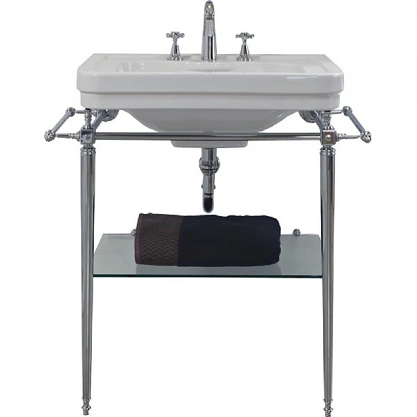 C.P. Hart London Basin Stand With Rails & Glass Shelf For 700mm Washbasin 3 C.P. Hart London Basin Stand With Rails & Glass Shelf For 700mm Washbasin