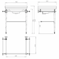 C.P. Hart London Basin Stand With Rails & Glass Shelf For 700mm Washbasin 7 C.P. Hart London Basin Stand With Rails & Glass Shelf For 700mm Washbasin -UK Bathroom Products Sales Store ZLOBSTD80CP 4