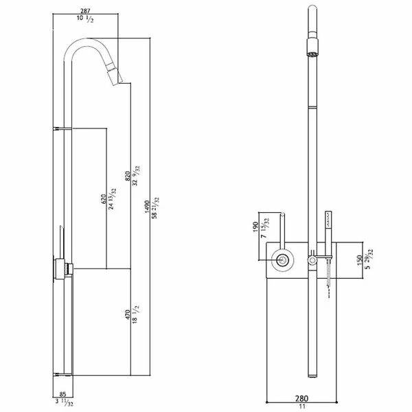 MGS Swan Neck Thermostatic Shower Column With Handshower 6 MGS Swan Neck Thermostatic Shower Column With Handshower - Image 4