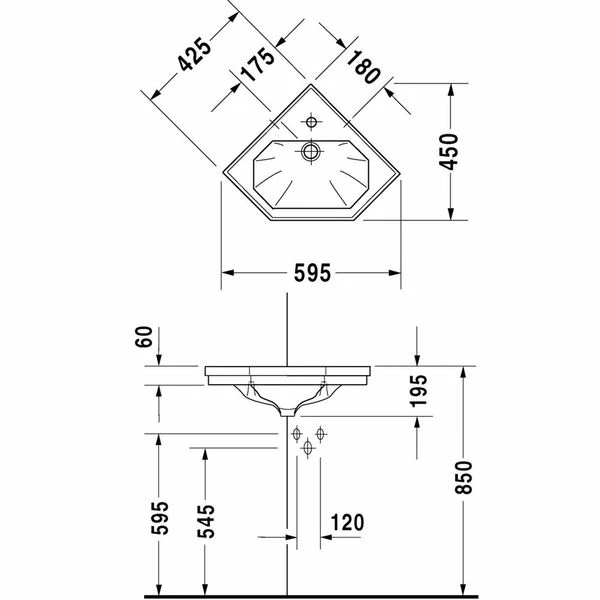 Duravit 1930 Series Corner Handbasin 5 Duravit 1930 Series Corner Handbasin - Image 3