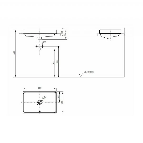 TOTO CS Series Square Washbowl 600mm 5 TOTO CS Series Square Washbowl 600mm - Image 3