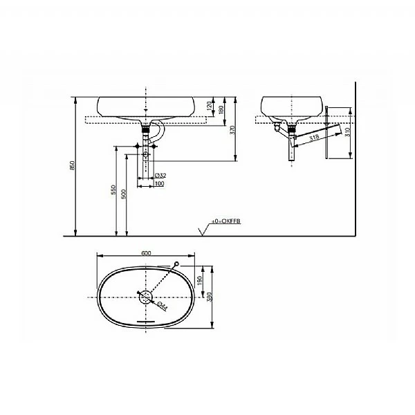 TOTO CE Series Round Washbowl 600mm With Stem Valve 6 TOTO CE Series Round Washbowl 600mm With Stem Valve - Image 4