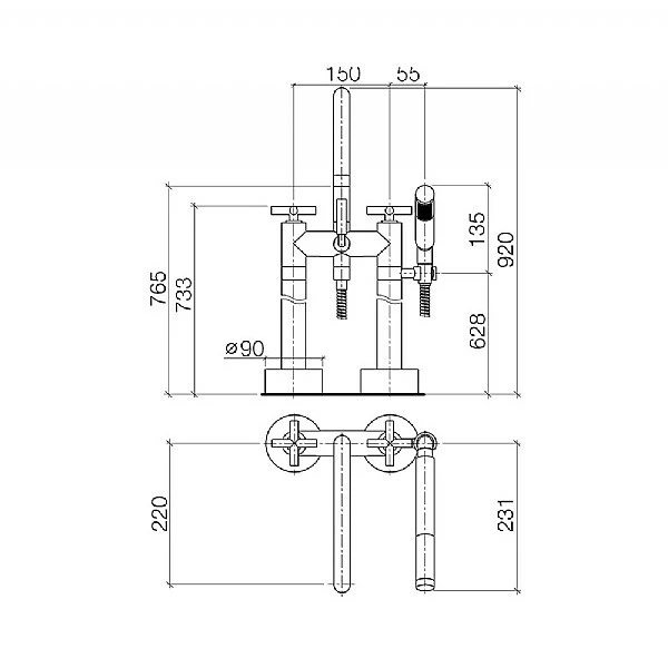 Dornbracht Tara. Freestanding Two Hole Bath Mixer With Hand Shower 4 Dornbracht Tara. Freestanding Two Hole Bath Mixer With Hand Shower - Image 2