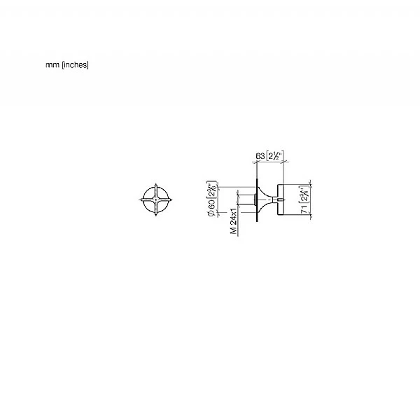 Dornbracht VAIA Cross Handle Wall Valve Clockwise Closing 3/4 Inch 4 Dornbracht VAIA Cross Handle Wall Valve Clockwise Closing 3/4 Inch - Image 2