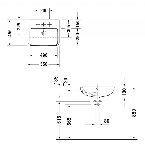 Duravit ME By Starck Semi-Recessed Washbasin 4 Duravit ME By Starck Semi-Recessed Washbasin - Image 2