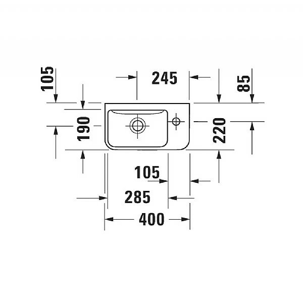 Duravit Me By Starck Handbasin 400mm 4 Duravit Me By Starck Handbasin 400mm - Image 2