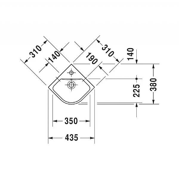 Duravit Me By Starck Corner Handbasin 4 Duravit Me By Starck Corner Handbasin - Image 2