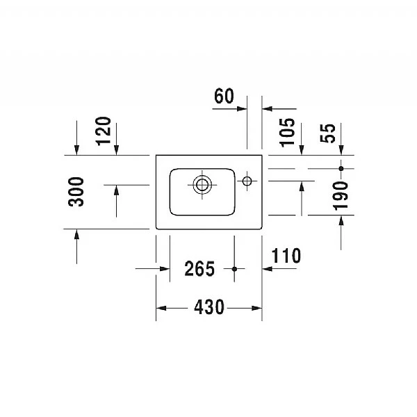 Duravit Me By Starck Furniture Handrinse Basin 430mm 4 Duravit Me By Starck Furniture Handrinse Basin 430mm - Image 2