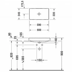 Duravit DuraSquare Washbowl 600mm -UK Bathroom Products Sales Store zzcDUR0102355600000 4