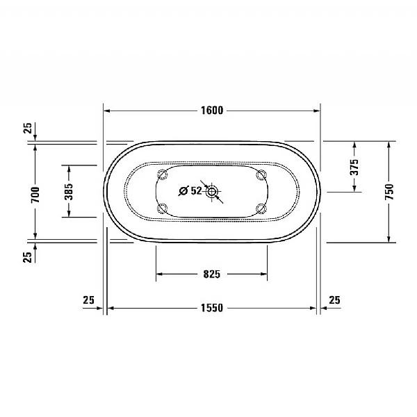 Duravit Luv Freestanding Bath 1600x750mm 4 Duravit Luv Freestanding Bath 1600x750mm - Image 2