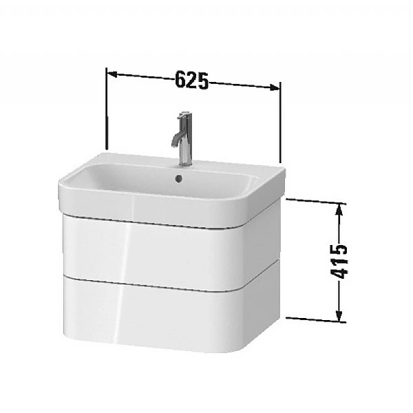 Duravit Happy D.2 Plus Vanity Unit With Two Drawers 625x490mm 4 Duravit Happy D.2 Plus Vanity Unit With Two Drawers 625x490mm - Image 2
